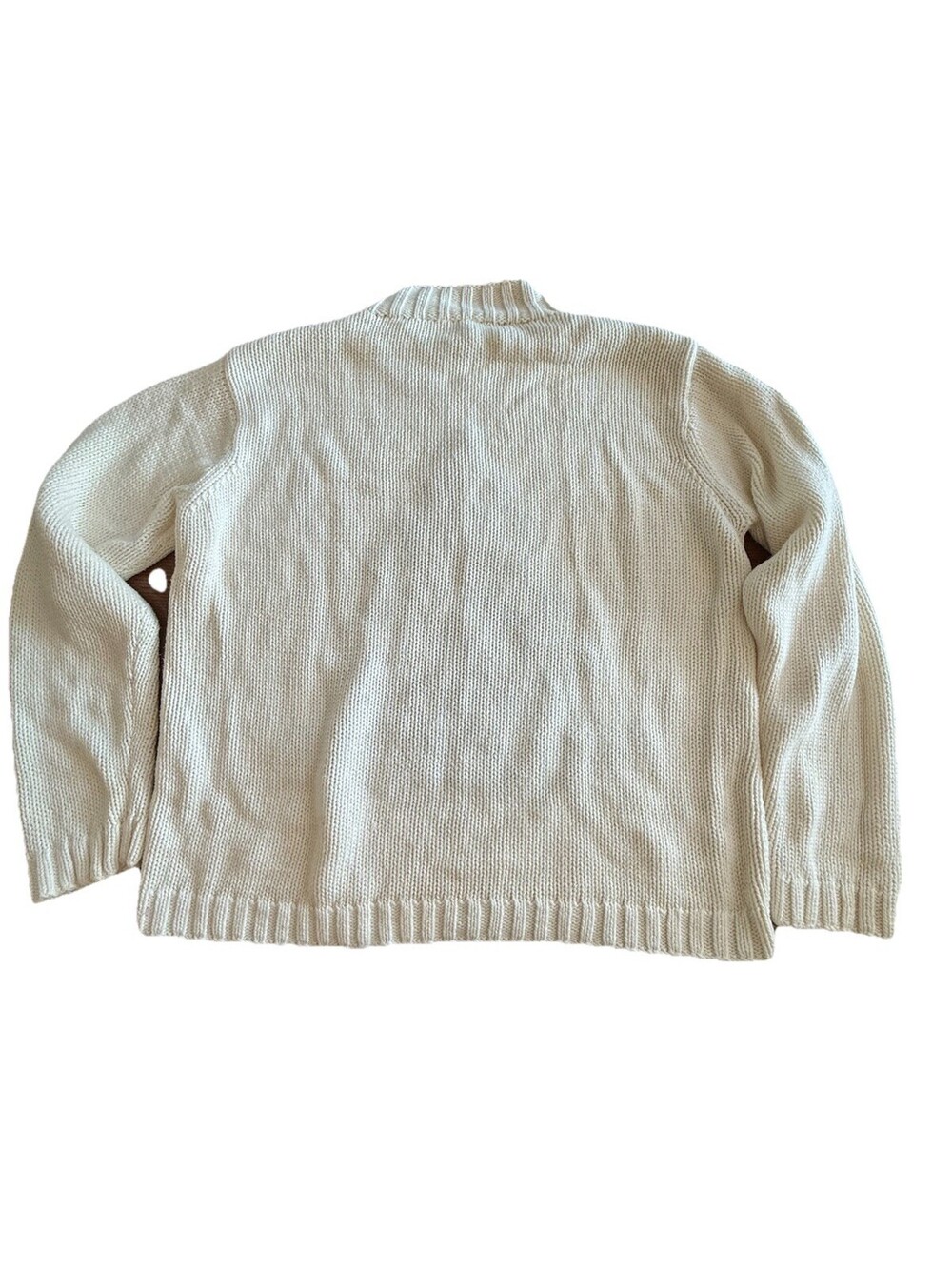 Vintage 1990s Liz Claiborne Christmas Tree Sweater Ivory Mock Neck Large - Picture 7 of 8